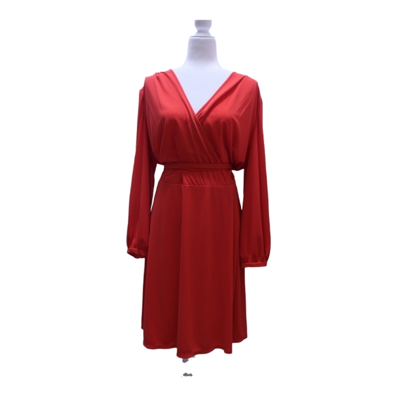 Ralph Lauren Long Drape Sleeve Surplice V-neck Wrap Jersey Dress Plus Size - Picture 5 of 13